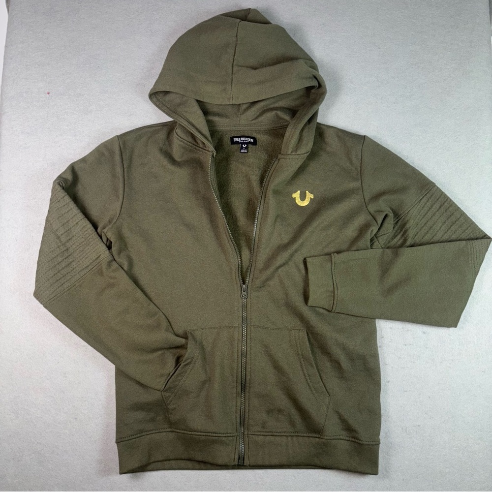 True Religion Full-Zip Hoodie‎ L Olive Green